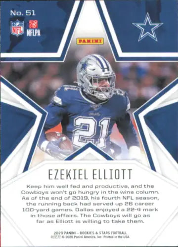 Ezekiel Elliott Dallas Cowboys football card from 2020 Rookies and Stars series