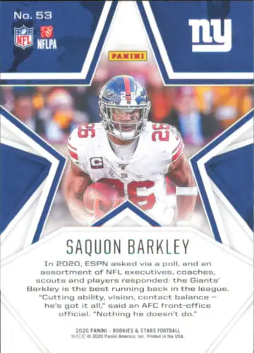 Saquon Barkley 2020 Rookies and Stars New York Giants NFL Football card NM-MT