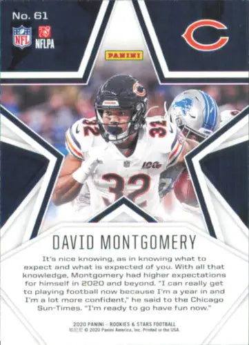 David Montgomery Chicago Bears football card from 2020 Rookies and Stars set