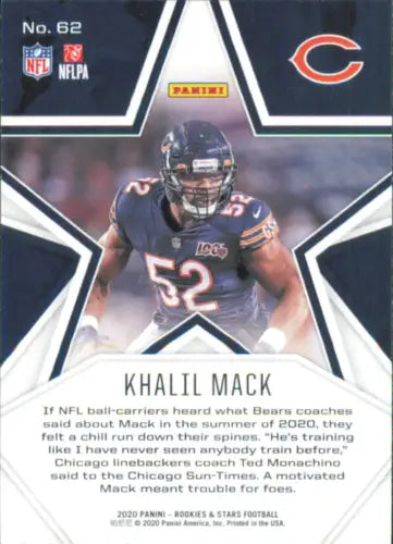 Khalil Mack Chicago Bears NFL Football Card from 2020 Rookies and Stars #62 NM-MT