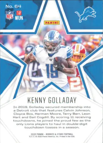 Kenny Golladay Detroit Lions NFL Football Card 2020 Rookies and Stars #64 NM-MT