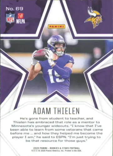 Adam Thielen Minnesota Vikings football card from 2020 Rookies and Stars #69 NM-MT