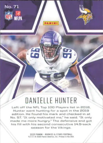 Danielle Hunter Minnesota Vikings football card 2020 Rookies and Stars #71 NM-MT