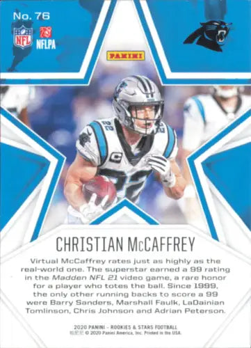 Christian McCaffrey Carolina Panthers football card 2020 Rookies and Stars #76 NM-MT