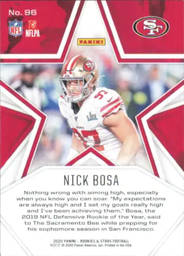 Nick Bosa San Francisco 49ers football card from 2020 Rookies and Stars set NM-MT