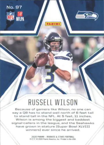 Russell Wilson Seattle Seahawks football card from 2020 Rookies and Stars #97 NM-MT