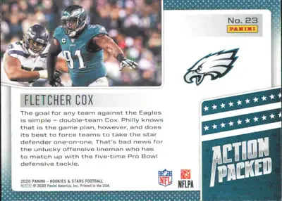 Fletcher Cox 2020 Rookies and Stars Action Packed football card for Philadelphia Eagles