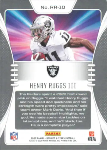 Henry Ruggs III 2020 Rookies and Stars Rookie Rush card Las Vegas Raiders NM-MT