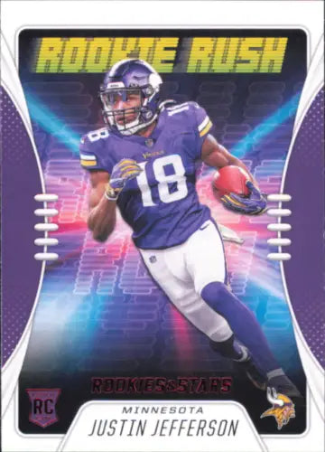 Justin Jefferson rookie card from 2020 Rookies and Stars Rookie Rush #17 NM-MT