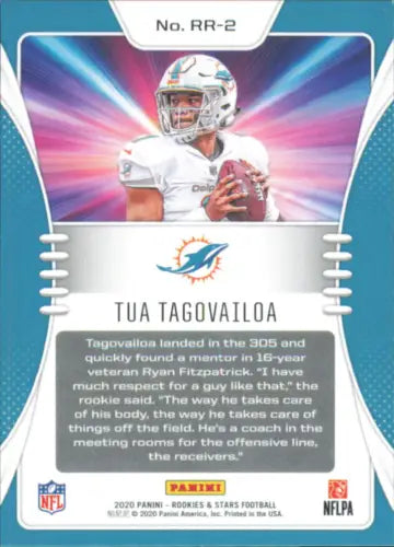 Tua Tagovailoa Miami Dolphins Rookie Rush football card from 2020 Rookies and Stars