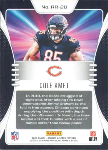 Cole Kmet 2020 Rookies and Stars Rookie Rush football card Chicago Bears NM-MT