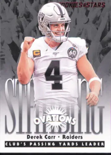 Derek Carr football card from 2020 Rookies and Stars Las Vegas Raiders Standing Ovation