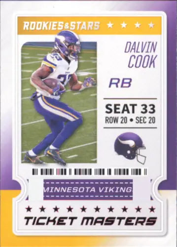 Dalvin Cook 2020 Rookies and Stars Ticket Masters #14 Minnesota Vikings collectible ticket