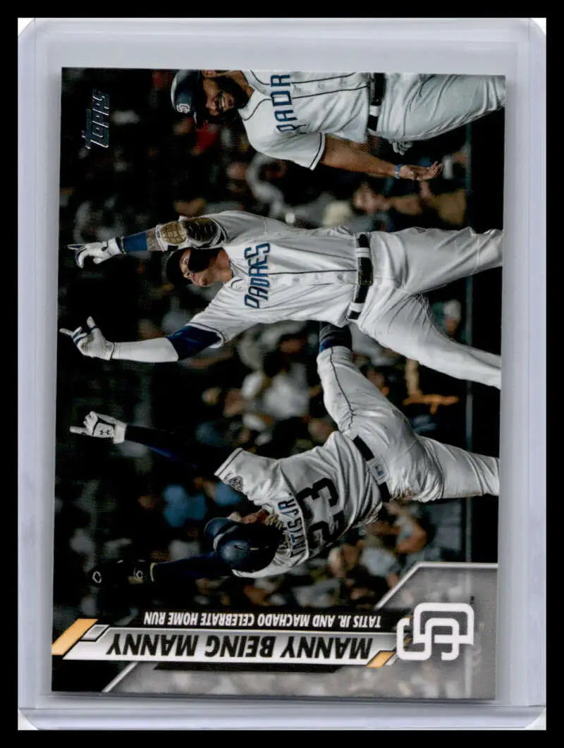 San Diego Padres player celebrates on the field in 2020 Topps Manny Tatis card