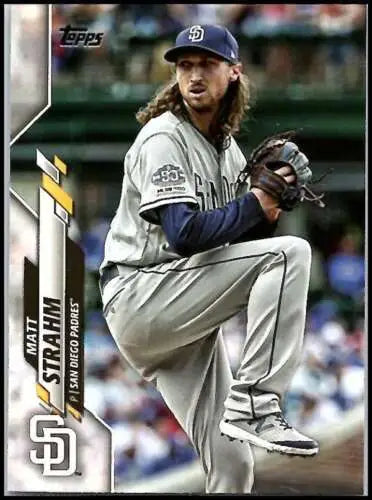 Baseball card of Matt Strahm from 2020 Topps #164 with original gloss finish