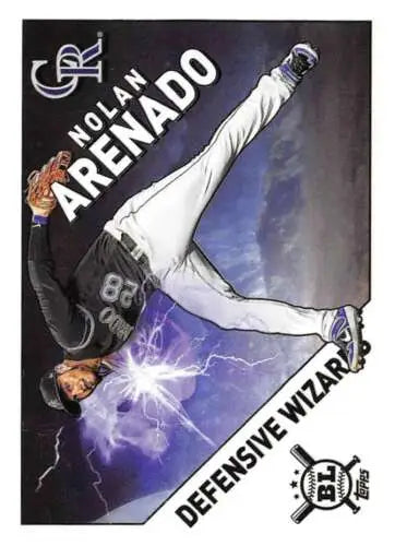 Nolan Arenado 2020 Topps Big League Defensive Wizards card with original gloss finish