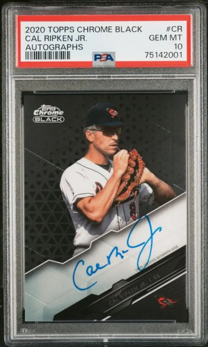 PSA-graded Gem Mint 2020 Topps Chrome Black Cal Ripken Jr. Auto Baltimore Orioles Card