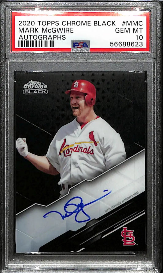 PSA-graded 2020 Topps Chrome Black Mark McGwire Gem Mint Auto St. Louis Cardinals Card