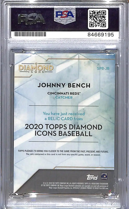 2020 Topps Diamond Icons Johnny Bench Baseball Card PSA 10 Gem Mint Auto 2/10