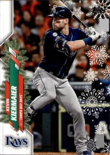 Baseball card featuring HW21 Kevin Kiermaier, Topps Holiday with original gloss finish