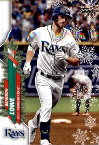 2020 Topps Holiday HW41 Brandon Lowe baseball card with original gloss, Rays ID 47854