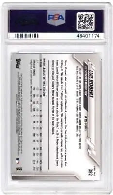 Graded 2020 Topps Luis Robert #392 Baseball Card PSA 9 for collectors and fans