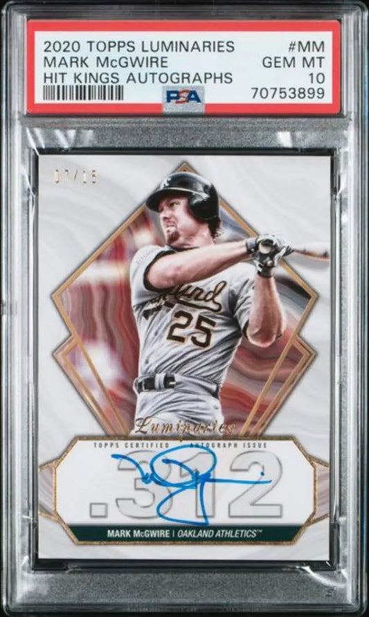 PSA 10 GEM MINT Mark McGwire #25 Oakland Athletics batting card with autograph