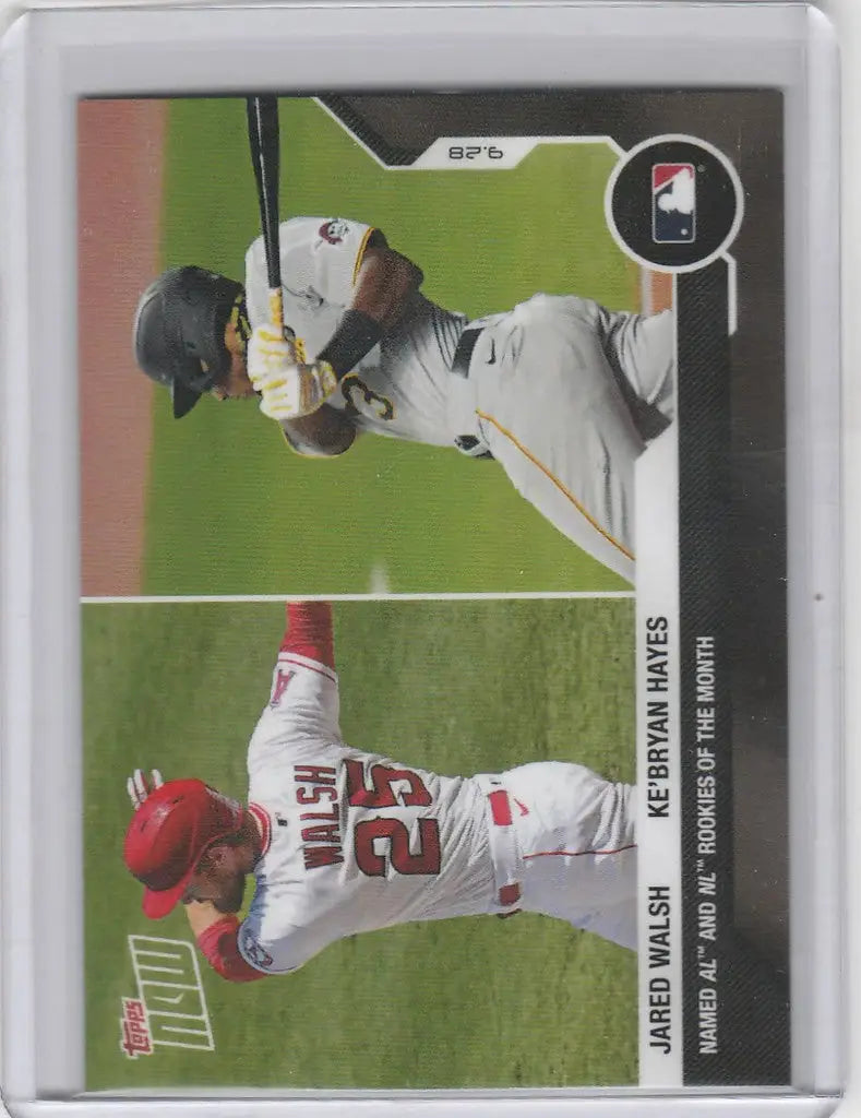 Baseball trading card of Jared Walsh and Ke Bryan Hayes Los Angeles Angels players