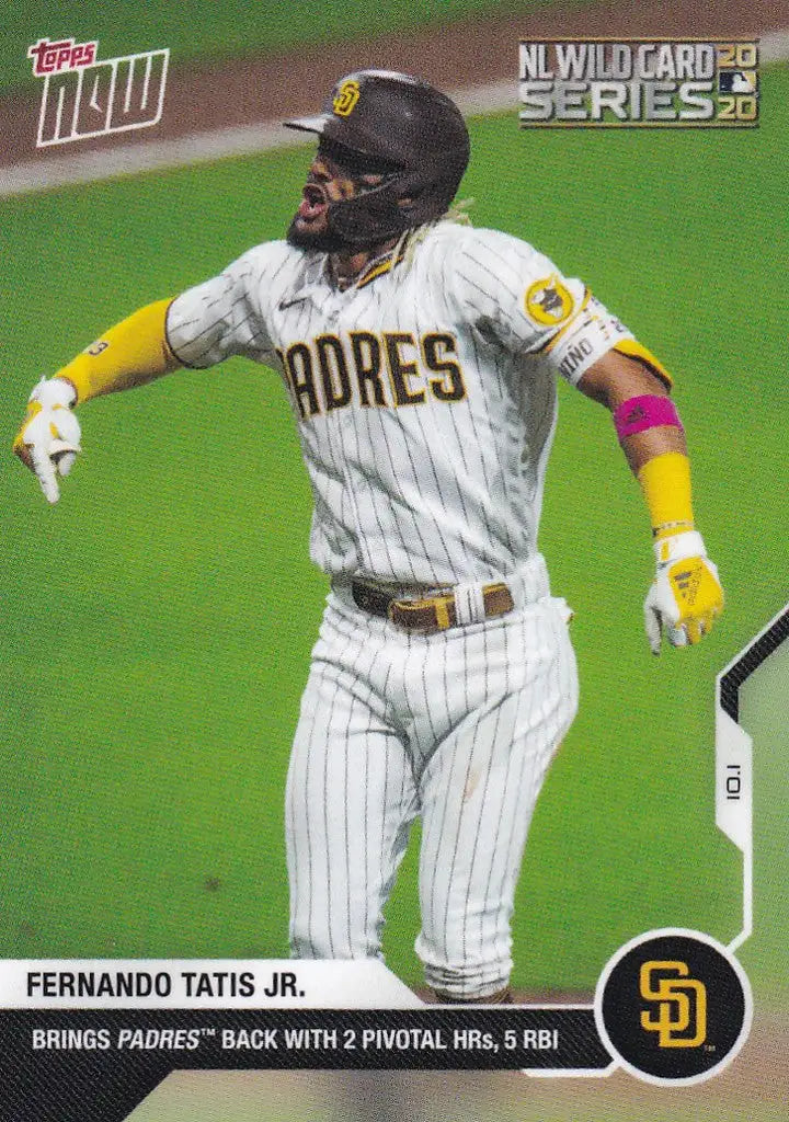 Baseball player Fernando Tatis Jr running on field in San Diego Padres uniform