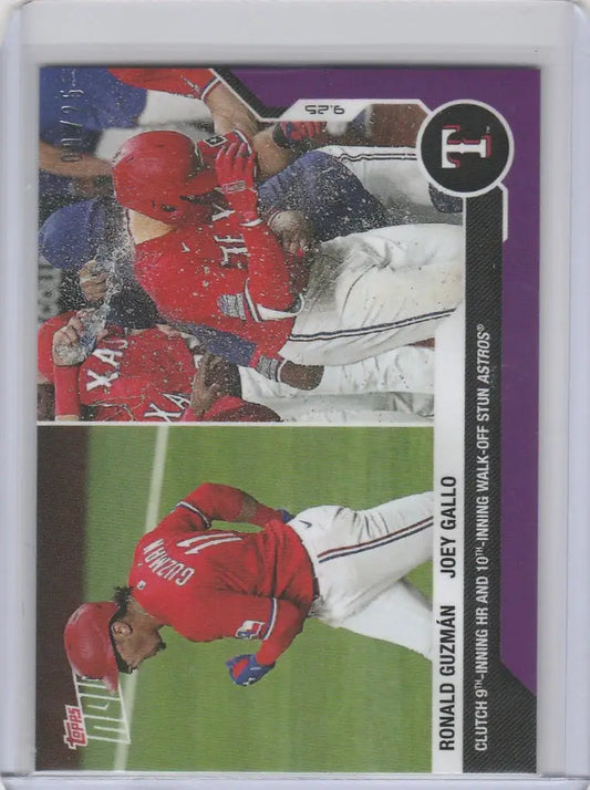 Baseball trading card featuring Ronald Guzman and Joey Gallo of Texas Rangers in action