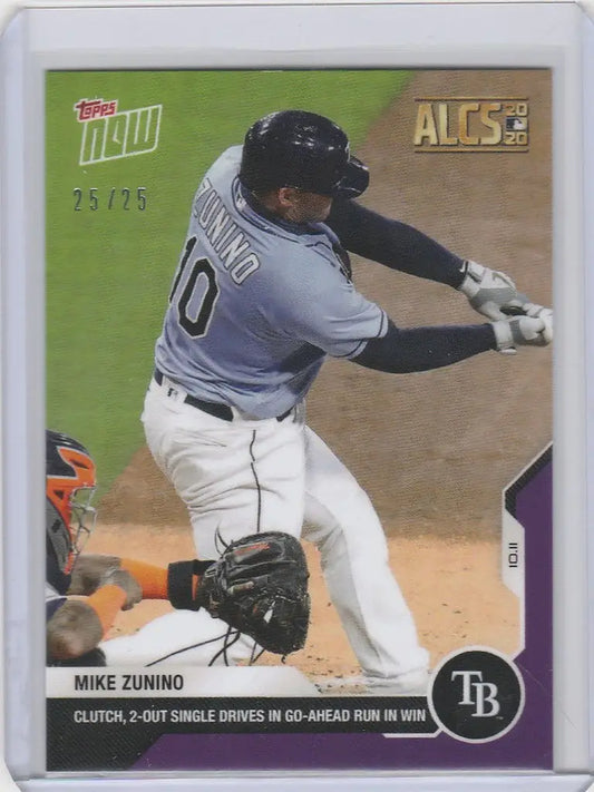 Baseball trading card of Mike Zunino swinging a bat for Tampa Bay Rays 25/25