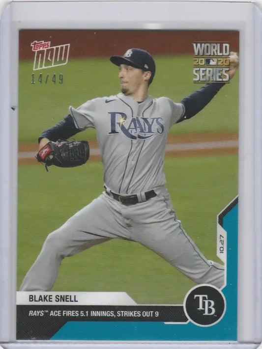 Blake Snell Tampa Bay Rays pitcher mid-throw World Series card 2020 Topps Now Parallel