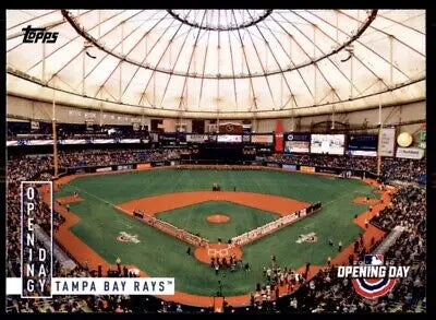 Baseball stadium interior featuring Tampa Bay Rays in 2020 Topps Opening Day insert