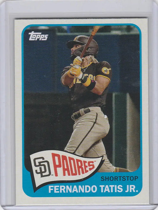 Baseball card of Fernando Tatis San Diego in batting stance for San Diego Padres