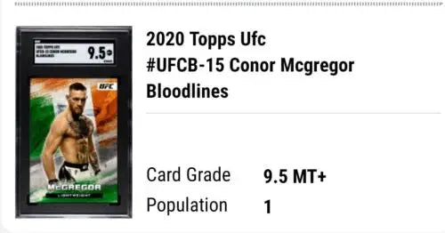 Graded Conor McGregor trading card from 2020 Topps UFC Bloodlines SGC Pop 1