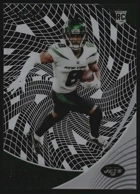 Football player card of Elijah Moore, 2021 Panini Chronicles Clear Vision, New York Jets