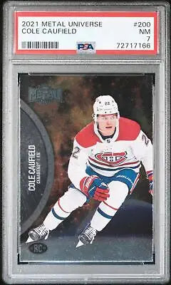 Graded 2021-2022 Skybox Metal Universe Cole Caufield #200 Hockey PSA 7 card