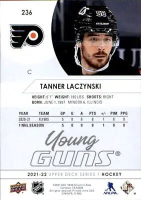 Tanner Laczynski 2021-22 Upper Deck Young Guns Rookie Flyers Hockey Card NW-MT