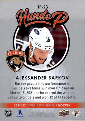 Aleksander Barkov 2021-22 Upper Deck Hundo P #HP23 Florida Panthers Hockey Card