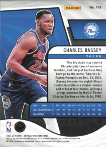 2021-22 Panini Revolution #148 Charles Bassey Rookie card for Philadelphia 76ers