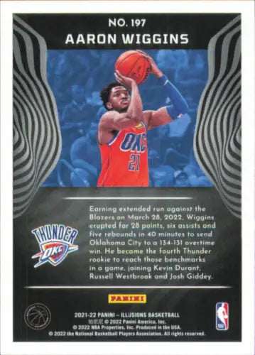 Aaron Wiggins Rookie basketball card from 2021-22 Panini Illusions, Oklahoma City Thunder