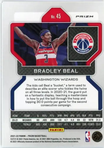 2021-22 Panini Prizm Silver Bradley Beal Washington Wizards Basketball Card NM-MT