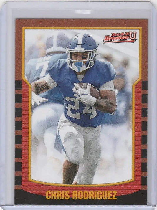 Football trading card of Chris Rodriguez in Kentucky Wildcats jersey running with ball