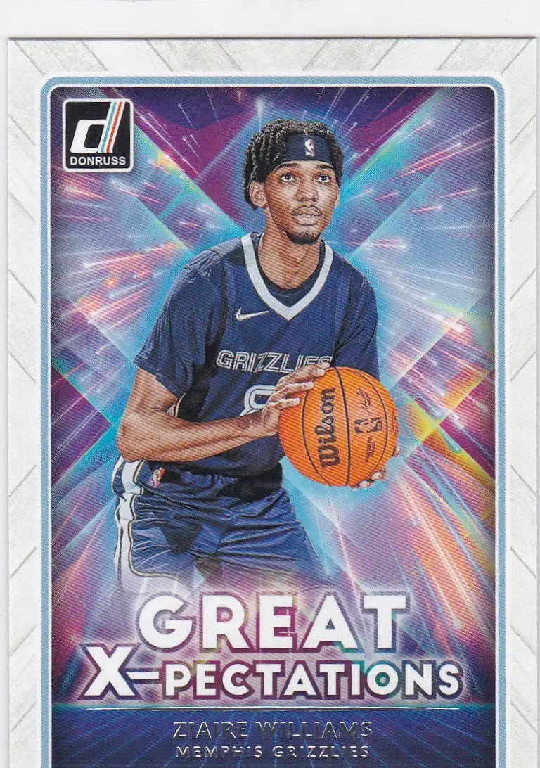 Basketball trading card featuring Ziaire Williams with Great X-pectations for Memphis Grizzlies