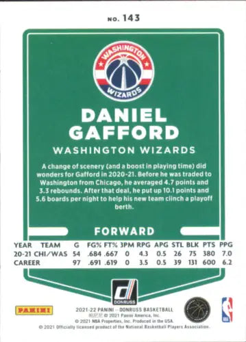 Daniel Gafford Washington Wizards 2021-22 Donruss Holo Orange Laser basketball card