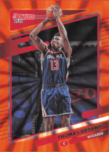 2021-22 Donruss Holo Orange Laser Thomas Bryant Washington Wizards Basketball Card