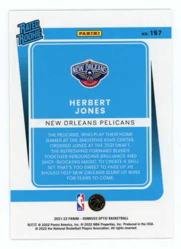 Herbert Jones 2021-22 Donruss Optic #157 Rookie Card New Orleans Thunder NM-MT