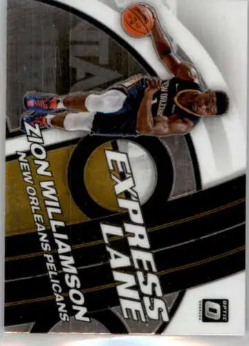 Basketball trading card of Zion Williamson in action from Donruss Optic Express Lane