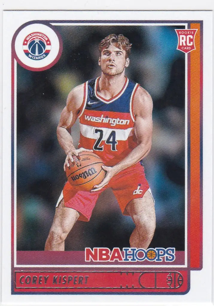 Basketball trading card of Corey Kispert RC Washington Wizards in action