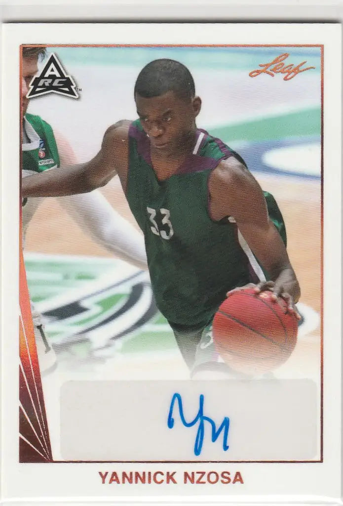 Basketball trading card of Yannick Nzosa in dark green jersey 33 for Washington Wizards